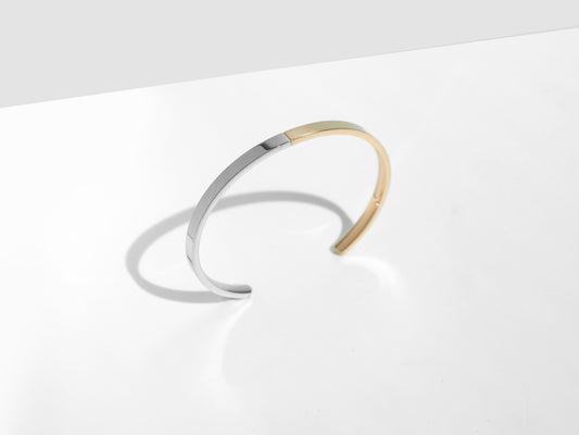 Polished 2-Tone Cuff Bracelet | Gold