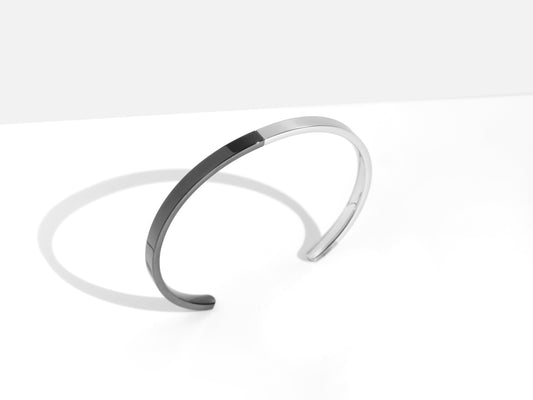 Polished 2-Tone Cuff Bracelet | Grey