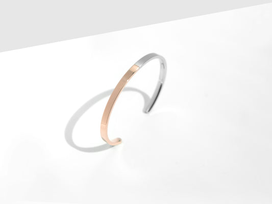 Polished 2-Tone Cuff Bracelet | Rose Gold