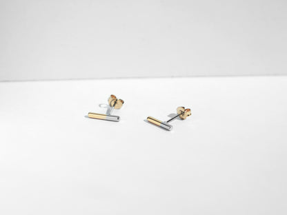 2-Tone Bar Stud Earrings | Gold